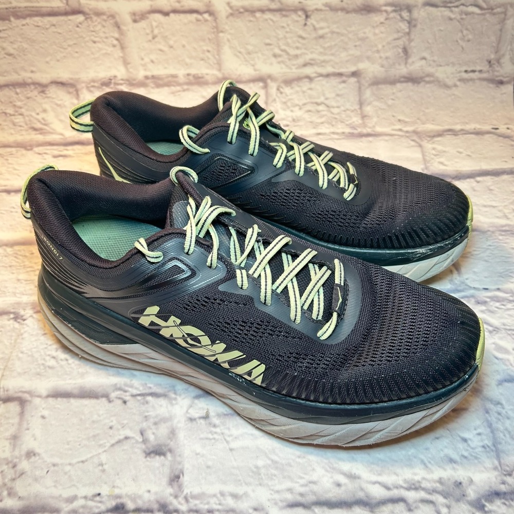 Hoka One One Bondi 7 Running Shoes Mens 11 Blue Graphite Mesh Lace-Up Comfort